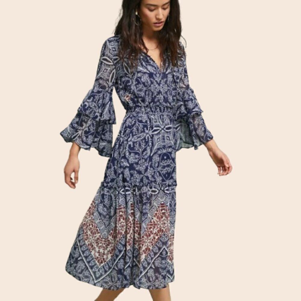Anthropologie MISA Miriam Bell-Sleeved Dress Size XS